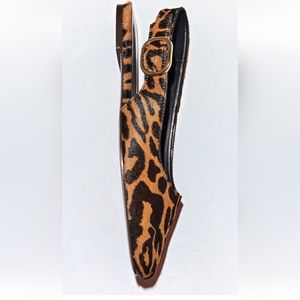 Animal print leather slingback flats